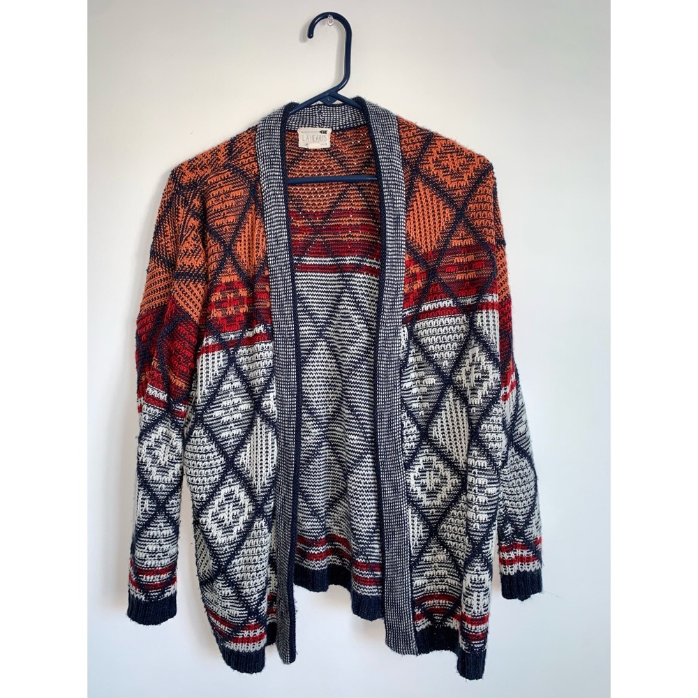 Orange & Blue BoHo Knit Long Sleeve Cardigan